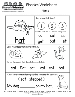 Phonics Worksheets for Kindergarten (Free Printables)