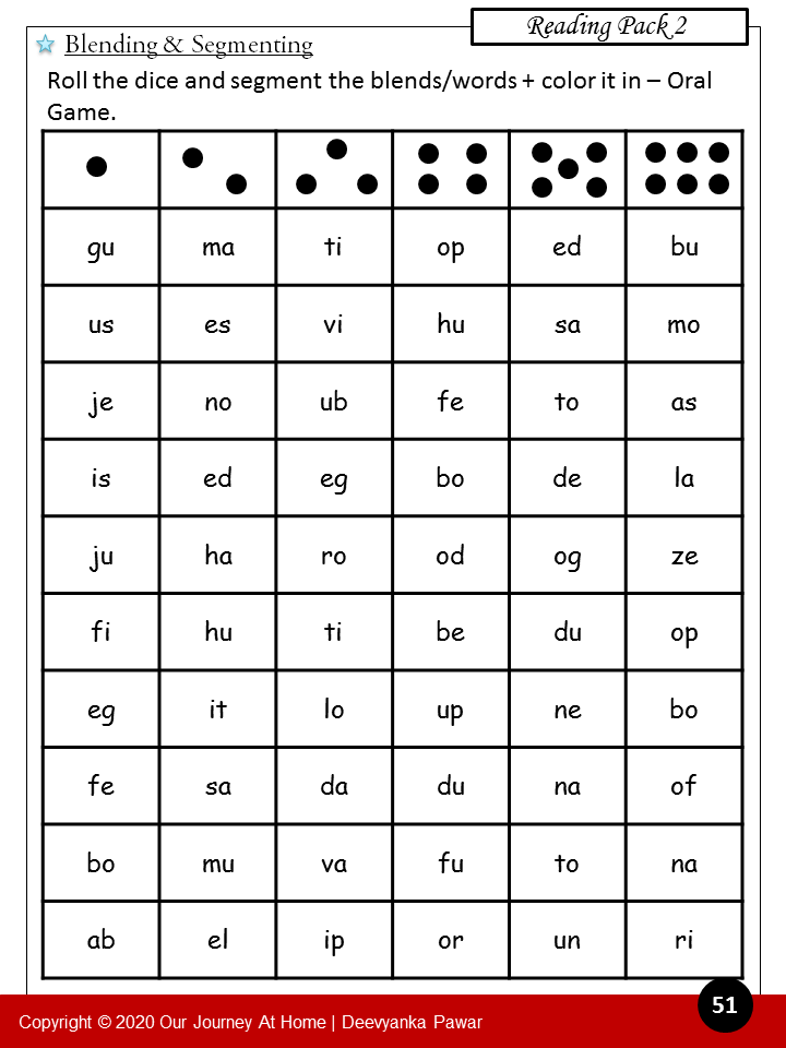 Reading Pack 2 - Printable Worksheets for Phonics - Digital Workbook (pdf)