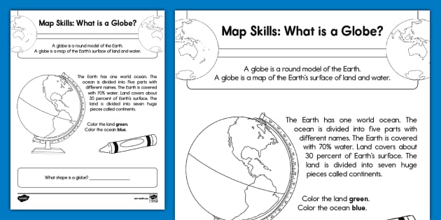 Second Grade Map Skills: What is a Globe? Activity - Twinkl