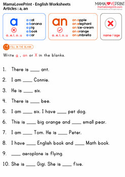 printable worksheets articles grammar
