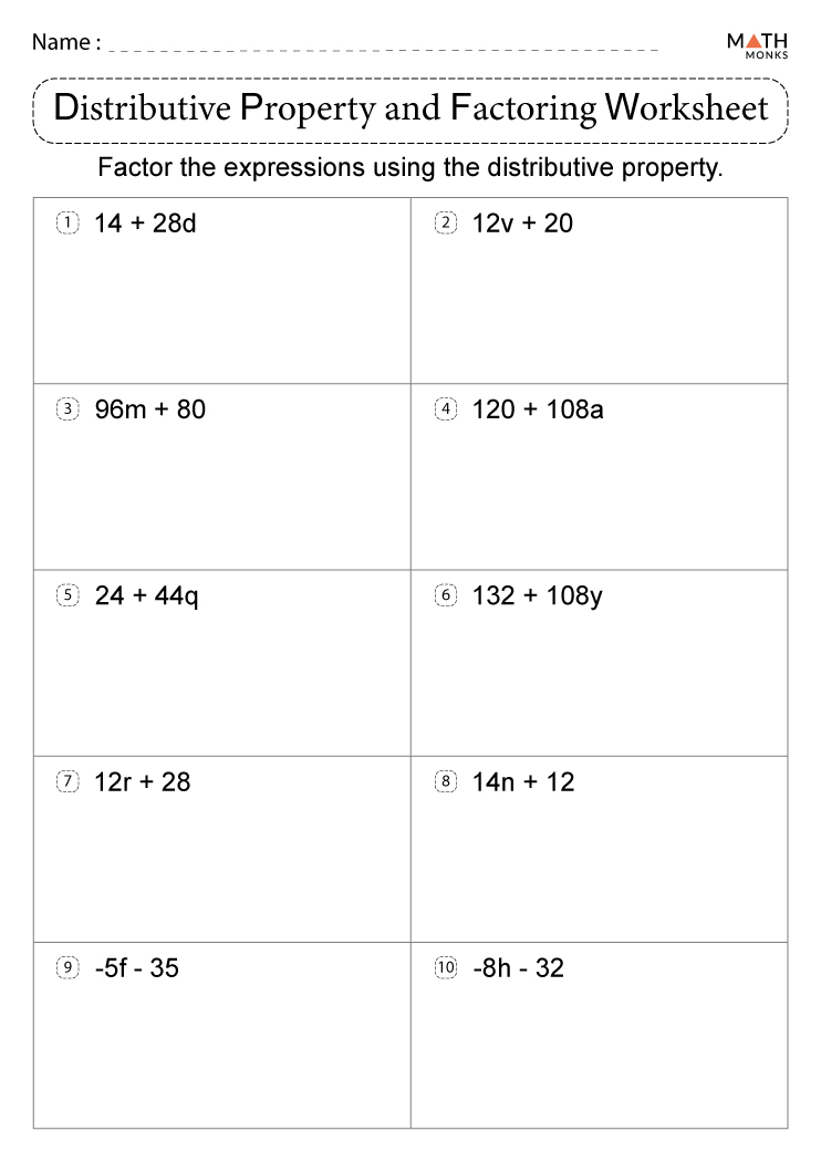 Distributive Property Worksheets with Answer Key - Worksheets Library