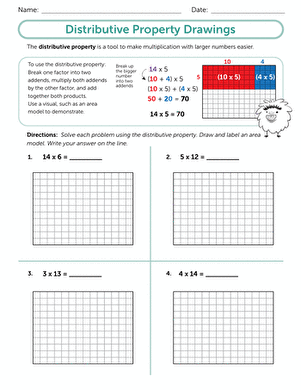 Distributive Property Drawings | Worksheet 