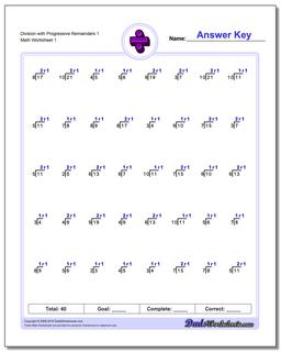 printable worksheets division with remainders