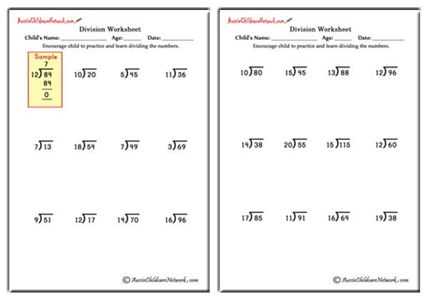 printable worksheets division with remainders