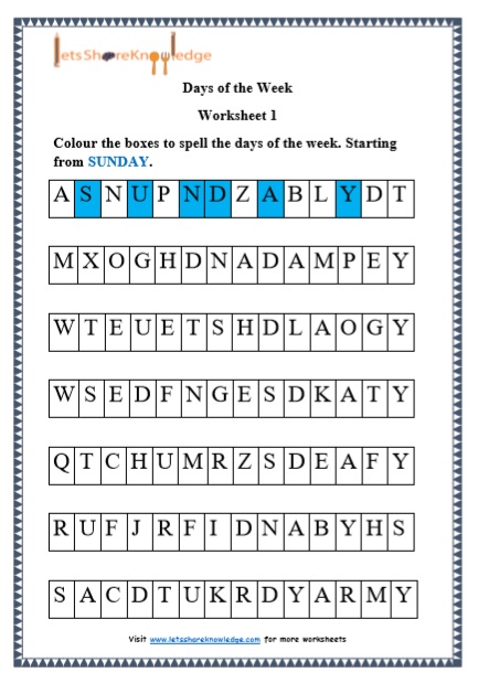 Grade 1 Grammar: Days of the Week printable worksheets - Lets ...