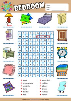 Bedroom ESL Printable Worksheets For Kids 1