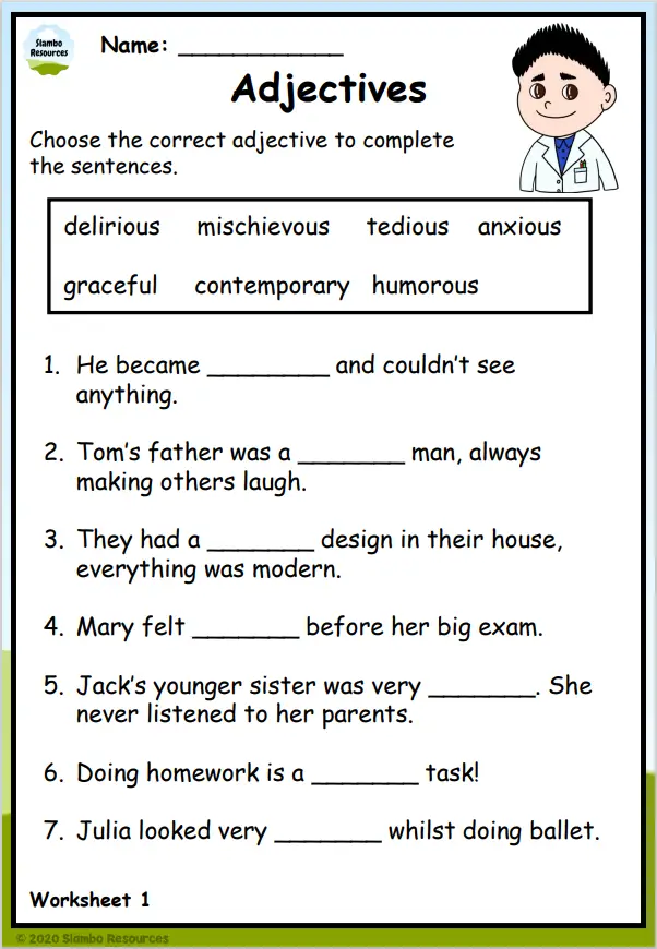 Grade 5 Adjectives Worksheets Free Printables English 