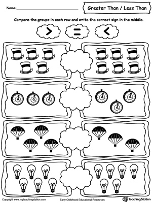 printable worksheets greater than less than
