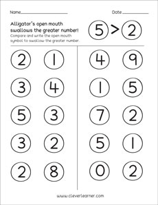printable worksheets greater than less than