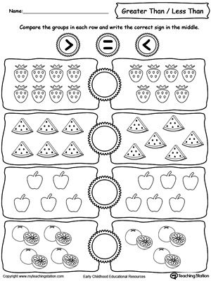 printable worksheets greater than less than