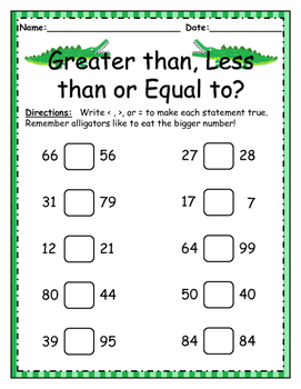 Greater than less than worksheet | TPT