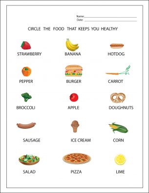 printable worksheets healthy eating