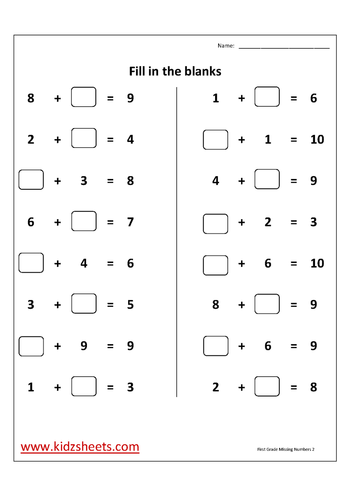 printable worksheets in math for grade 1