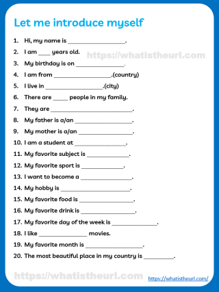 printable worksheets introduce yourself