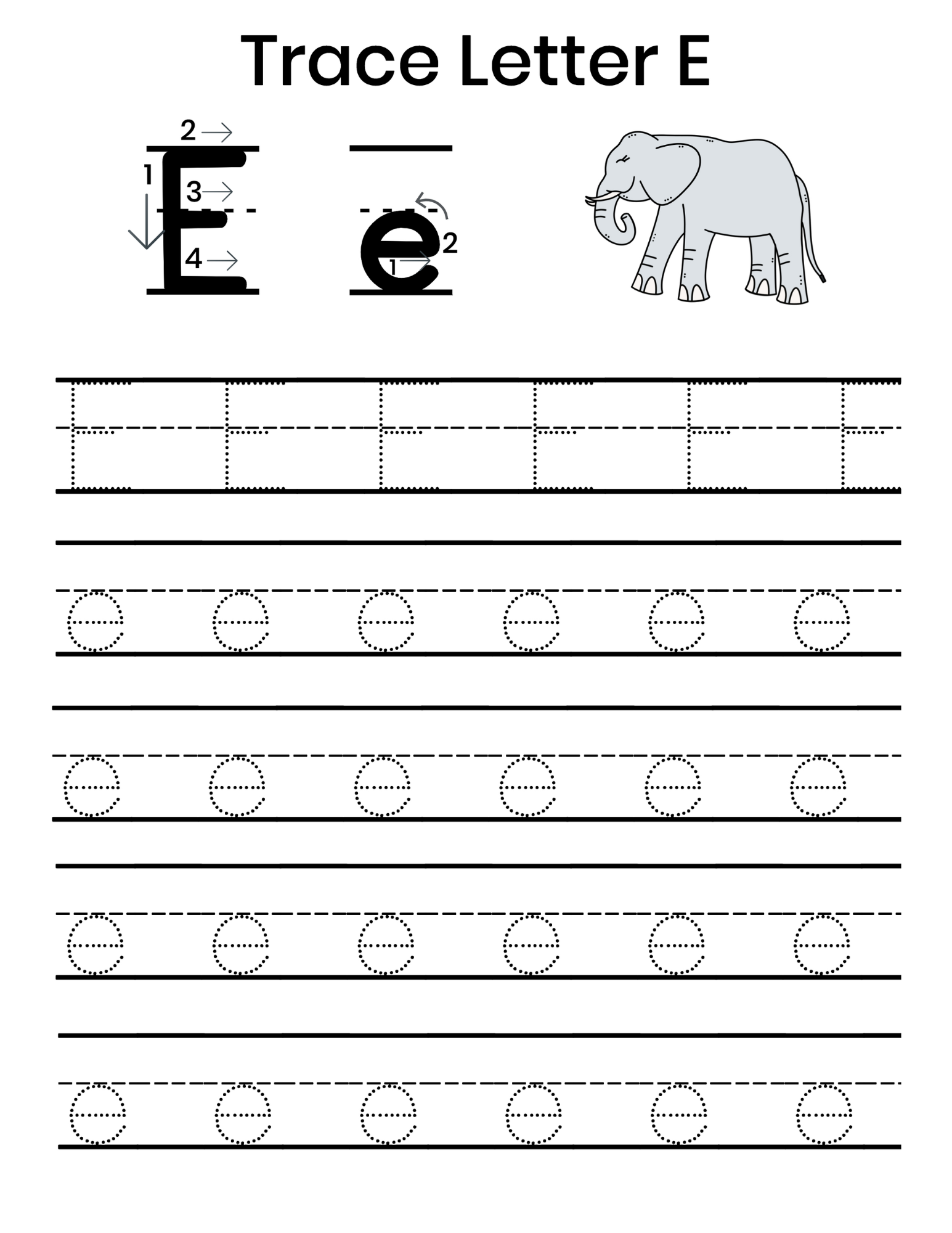 Letter E Worksheets for Kindergarten-Free Printables!