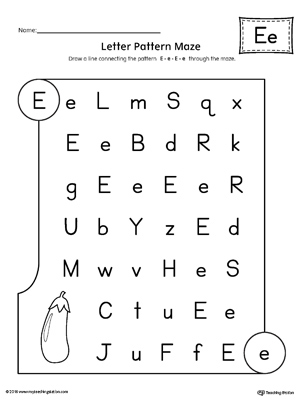 Letter E Pattern Maze Worksheet | MyTeachingStation.com