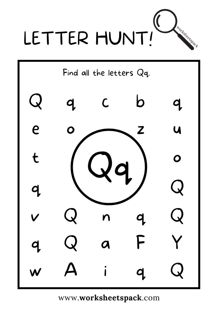 Find the Letter Q Worksheet, Alphabet Q Hunt Activity Free ...