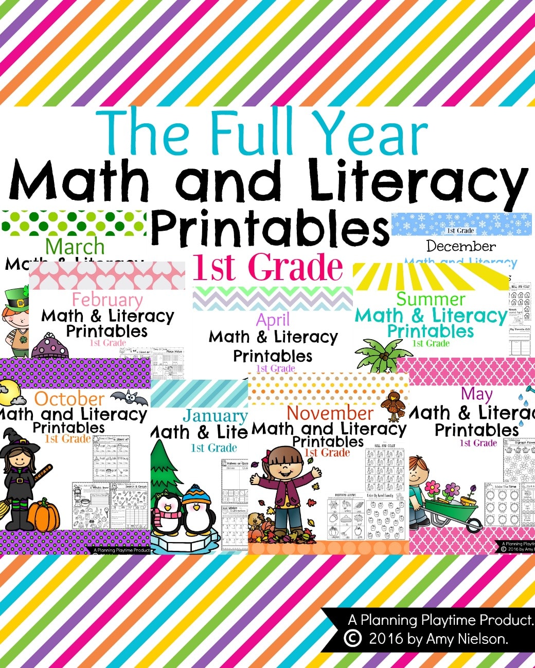 First Grade Worksheets - The Year Bundle - Planning Playtime