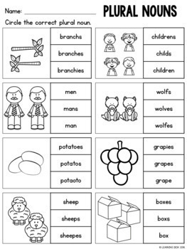 Singular &  Plural Nouns Worksheets First and Second Grade by ...