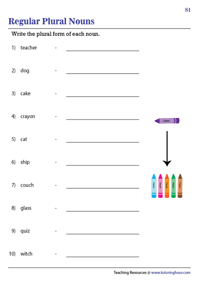 Singular and Plural Nouns Worksheets