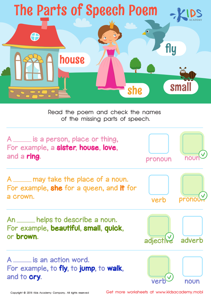 printable worksheets on parts of speech