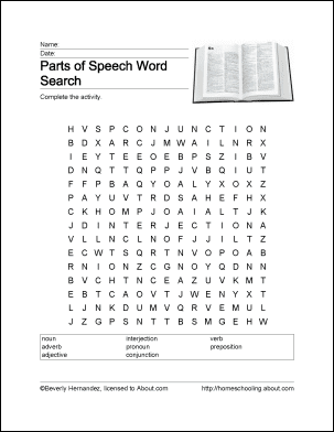 printable worksheets on parts of speech