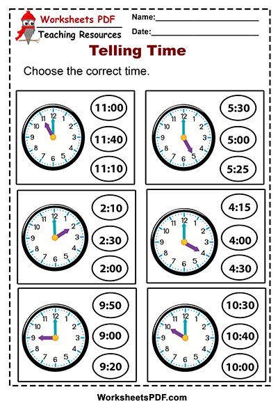 Free Printable Telling Time Worksheets - kiddoworksheets