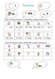 printable worksheets pronouns