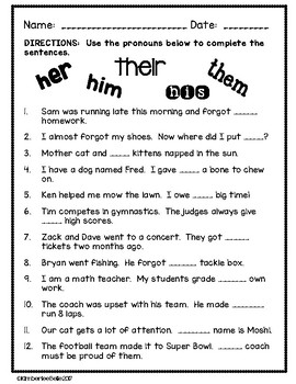 printable worksheets pronouns