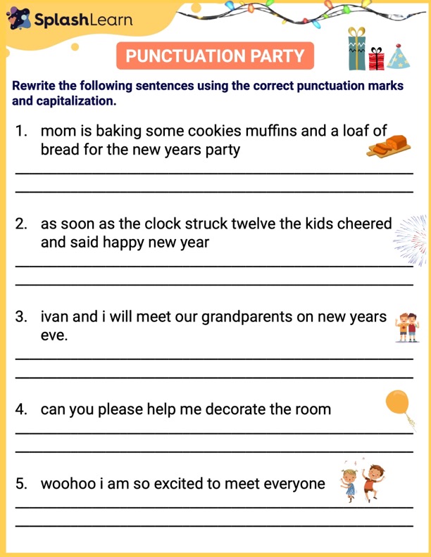 Punctuation Party - ELA Worksheets - SplashLearn