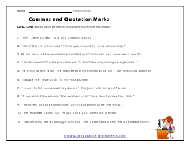printable worksheets punctuation