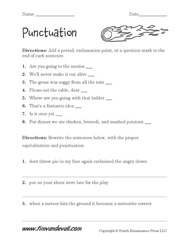 Free Printable Punctuation Worksheets | Language Arts PDFs