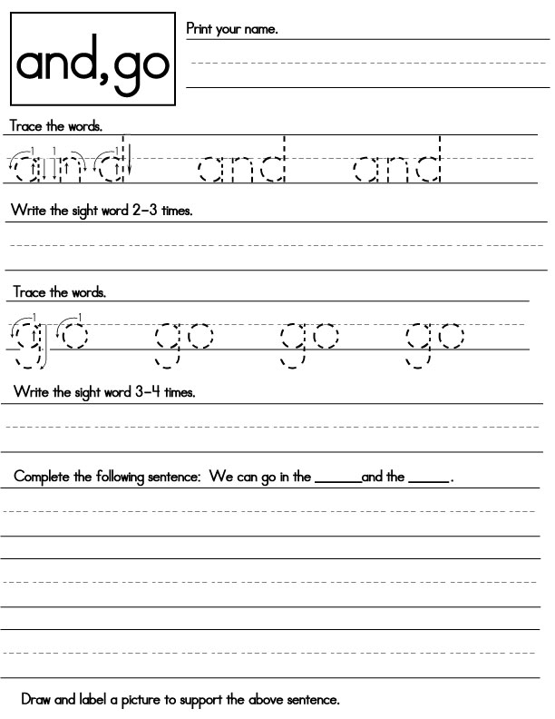 Kindergarten Sight Word Worksheets - ideal for preschool and ...