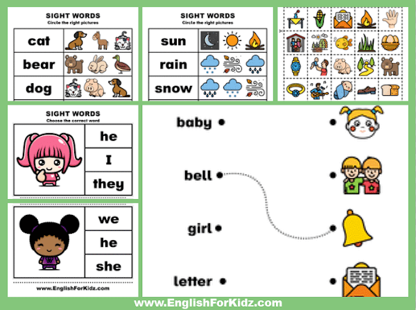 English for Kids Step by Step: Sight Words Worksheets