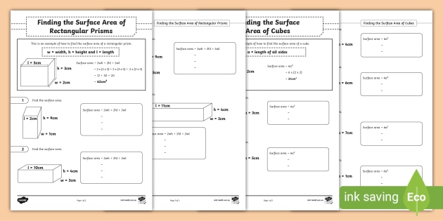 Surface Area Worksheet - Primary Resources (teacher made)