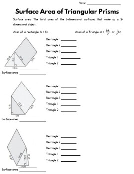 Surface area worksheets | TPT