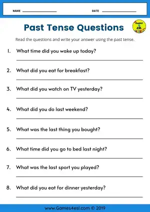 Past Tense Worksheets | ESL Worksheets | Games4esl