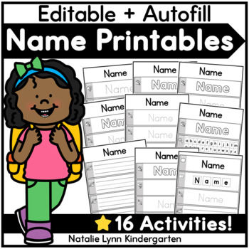 Name Practice Worksheets | 16 EDITABLE Name Tracing and Writing ...