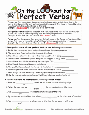 printable worksheets verb tenses