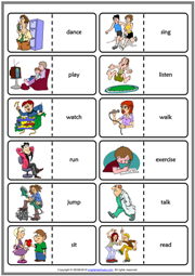 Action Verbs ESL Vocabulary Worksheets