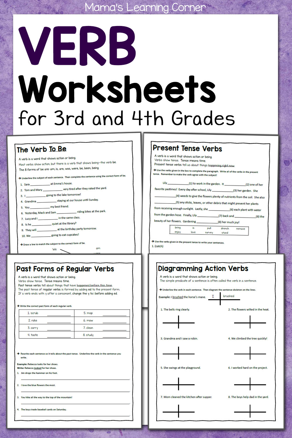 Verb Worksheets for 3rd and 4th Grades - Mamas Learning Corner