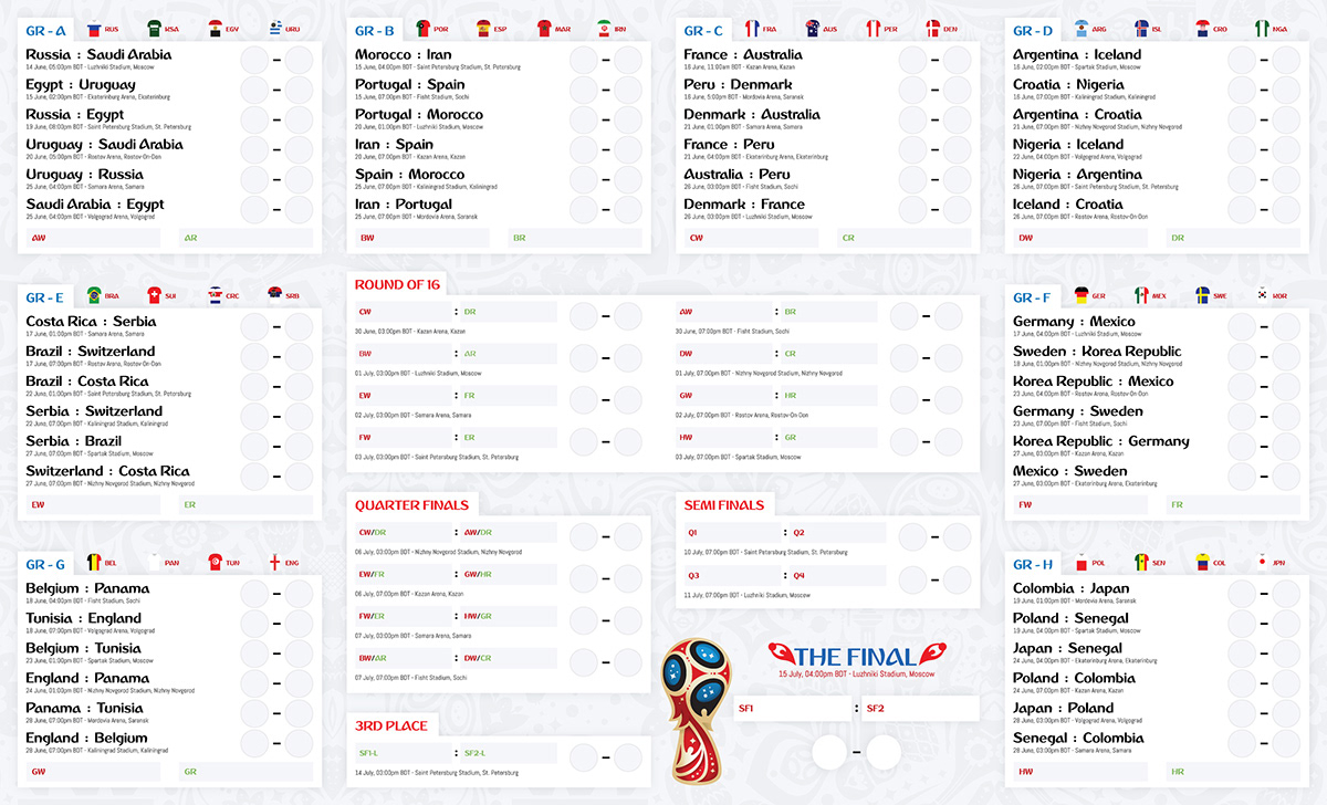 Freebie - FIFA World Cup Russia 2018 Wall Chart :: Behance