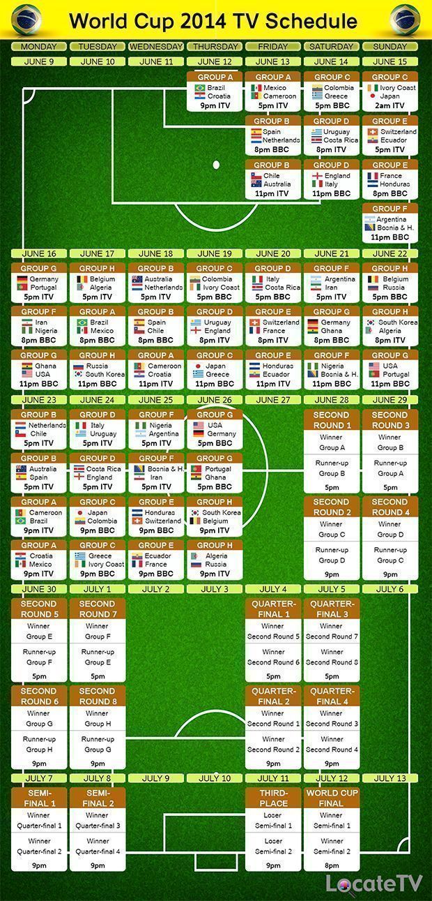 printable world cup schedule usa tv