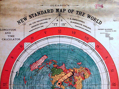 Flache Erde Poster - Gleasons neue Standardkarte der Welt 1892 (350 g/m) A3  Größ