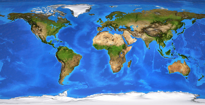 High resolution flat world map in summer Stock-Foto | Adobe Stock