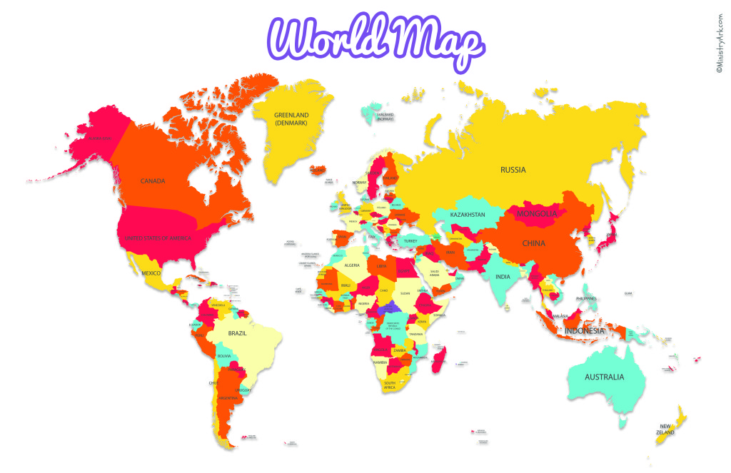 printable world map of countries