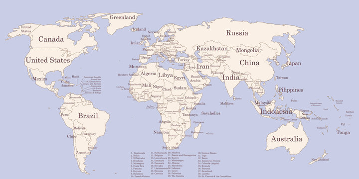 World Map Outline With Names Images - Browse 7,111 Stock Photos ...