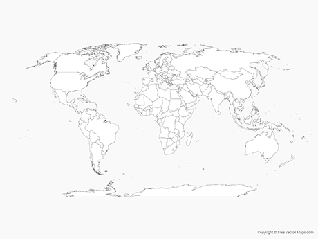 Printable Vector Map of the World with Countries - Outline | Free ...