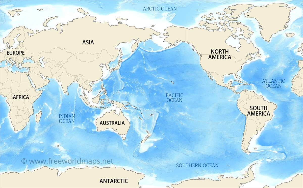 Pacific Centered World map