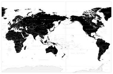 Pacific centered world map with magnified england Vector Image